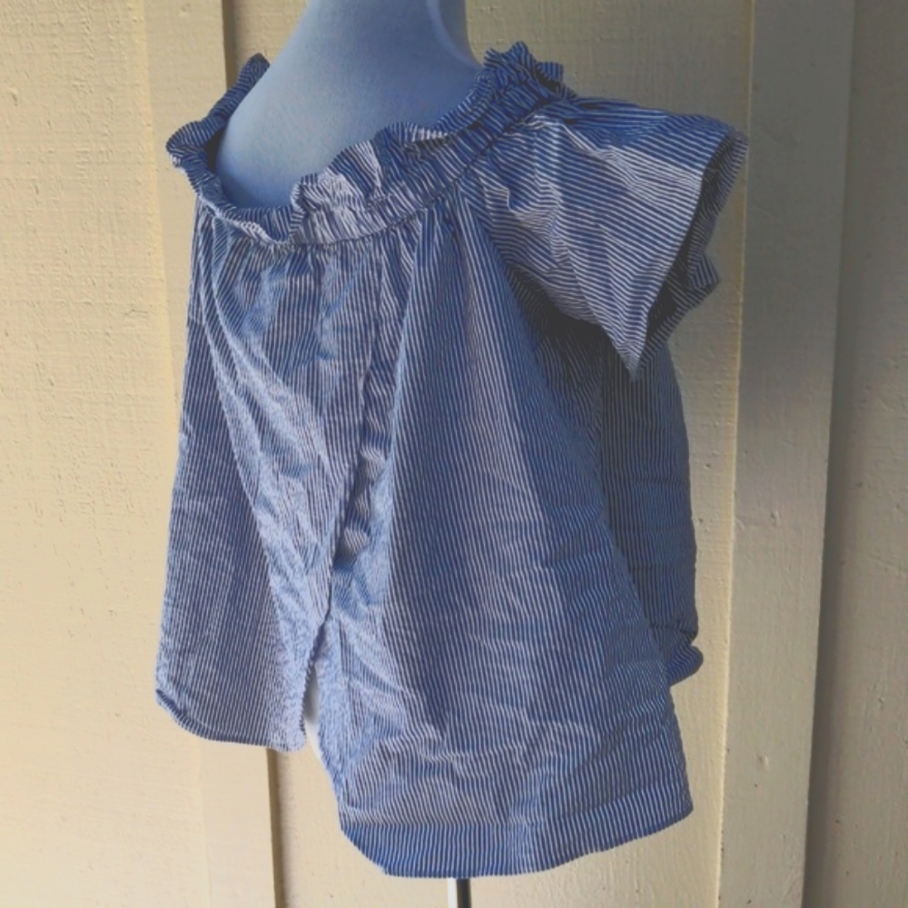 Rachel Roy Erla Seersucker Off-the-Shoulder Top - Picture 7 of 8
